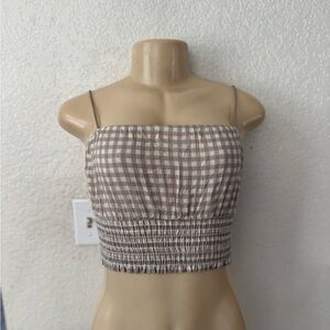 Elegant Brown Checkered Women's Tank Top NWT